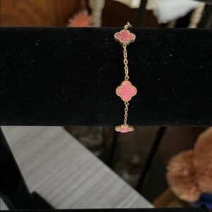 Pink and Gold Clover Bracelet